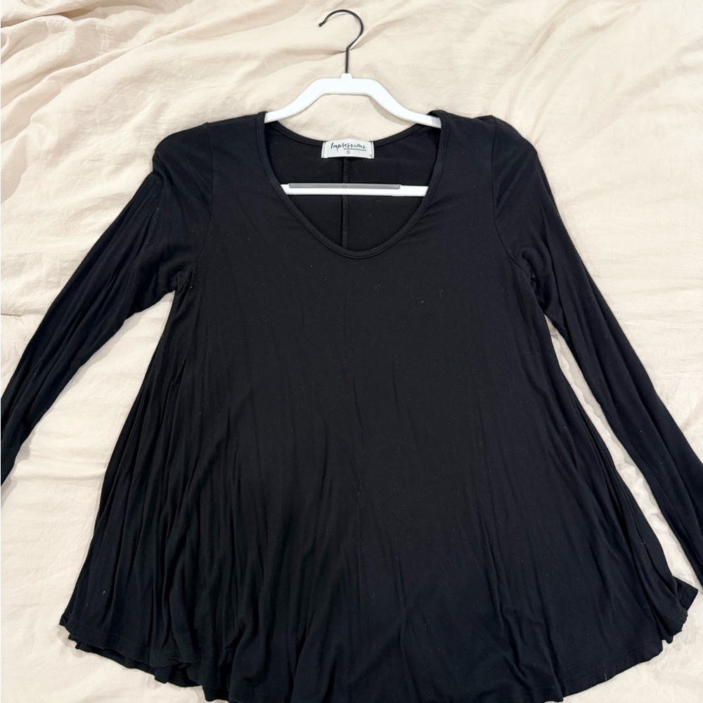 Impressions Black Long-Sleeve Swing Tunic